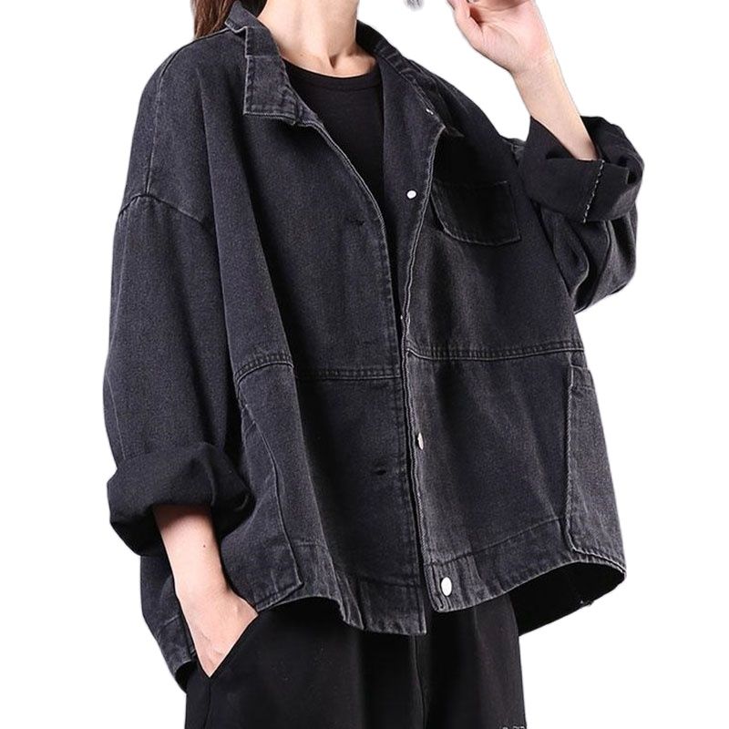 Women's Clothing 2022 Spring New Korean Version Loose Literary Retro Old-Fashioned Denim Women's Long-Sleeved Short Jacket