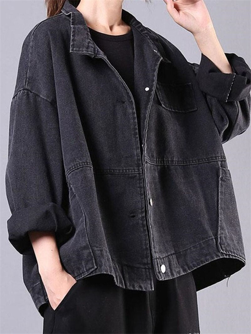 Women's Clothing 2022 Spring New Korean Version Loose Literary Retro Old-Fashioned Denim Women's Long-Sleeved Short Jacket