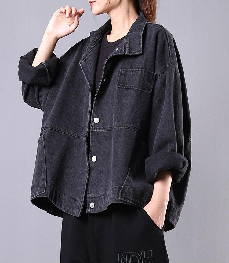 Women's Clothing 2022 Spring New Korean Version Loose Literary Retro Old-Fashioned Denim Women's Long-Sleeved Short Jacket